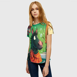 Футболка женская Лошадь моется в ванной, цвет: 3D-принт — фото 2