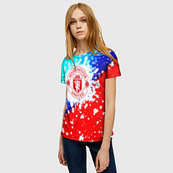 Футболка женская Манчестер Юнайтед неон, цвет: 3D-принт — фото 2