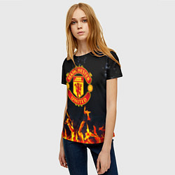 Футболка женская Манчестер Юнайтед лёд и огонь, цвет: 3D-принт — фото 2