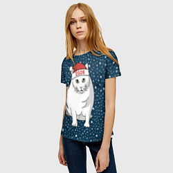 Футболка женская Кот мем - 2026, цвет: 3D-принт — фото 2