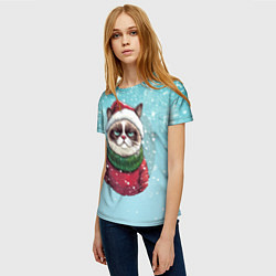 Футболка женская Новогодний мурлыка, цвет: 3D-принт — фото 2