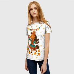 Футболка женская Якутская лошадь празднует Новый год, цвет: 3D-принт — фото 2