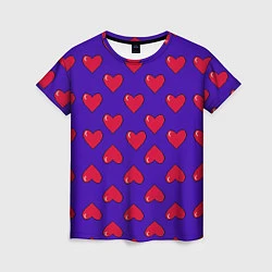 Футболка женская Hearts Pattern, цвет: 3D-принт