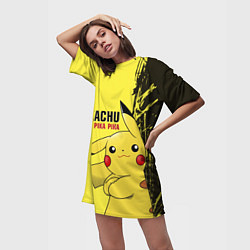 Футболка женская длинная Pikachu Pika Pika, цвет: 3D-принт — фото 2