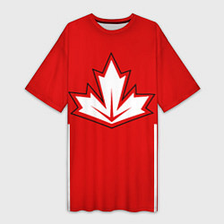 Футболка женская длинная Сборная Канады: домашняя форма, цвет: 3D-принт