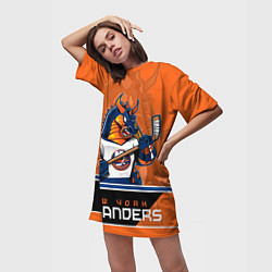 Футболка женская длинная New York Islanders, цвет: 3D-принт — фото 2