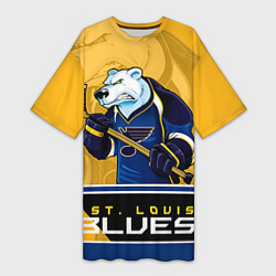 Футболка женская длинная St. Louis Blues, цвет: 3D-принт