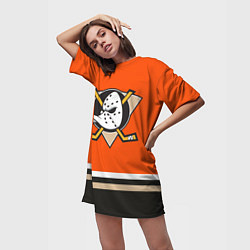 Футболка женская длинная Anaheim Ducks, цвет: 3D-принт — фото 2