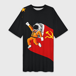 Футболка женская длинная Советский Гагарин, цвет: 3D-принт