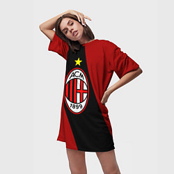 Футболка женская длинная Milan FC: Red Collection, цвет: 3D-принт — фото 2