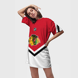 Футболка женская длинная NHL: Chicago Blackhawks, цвет: 3D-принт — фото 2