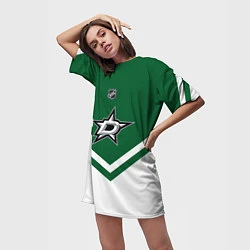 Футболка женская длинная NHL: Dallas Stars, цвет: 3D-принт — фото 2