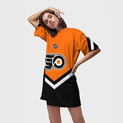 Футболка женская длинная NHL: Philadelphia Flyers, цвет: 3D-принт — фото 2
