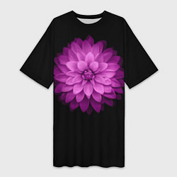 Футболка женская длинная Violet Flower, цвет: 3D-принт