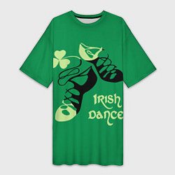 Футболка женская длинная Ireland, Irish dance, цвет: 3D-принт