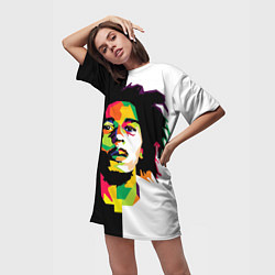 Футболка женская длинная Bob Marley: Colors, цвет: 3D-принт — фото 2