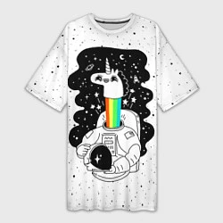 Женская длинная футболка Единорог астронавт