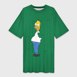 Футболка женская длинная Гомер в кустах, цвет: 3D-принт