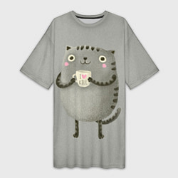 Женская длинная футболка Cat Love Kill