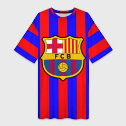 Футболка женская длинная Barca FCB Club, цвет: 3D-принт