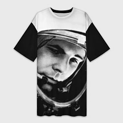 Женская длинная футболка Гагарин космонавт