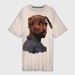 Футболка женская длинная Tupac Shakur, цвет: 3D-принт