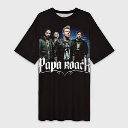 Футболка женская длинная Paparoach: Black style, цвет: 3D-принт