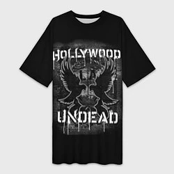 Футболка женская длинная Hollywood Undead: LA, цвет: 3D-принт