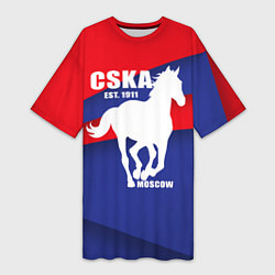 Футболка женская длинная CSKA est. 1911, цвет: 3D-принт