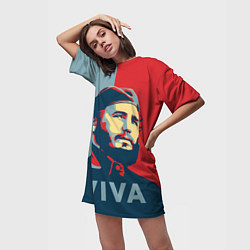 Футболка женская длинная Фидель Кастро, цвет: 3D-принт — фото 2