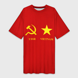 Футболка женская длинная СССР и Вьетнам, цвет: 3D-принт