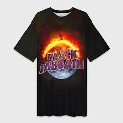Футболка женская длинная Black Sabbath земля в огне, цвет: 3D-принт