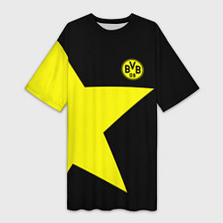 Футболка женская длинная FC Borussia Dortmund: Star, цвет: 3D-принт