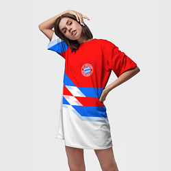 Футболка женская длинная Bayern FC: White style, цвет: 3D-принт — фото 2