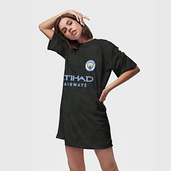 Футболка женская длинная Man City FC: Black 17/18, цвет: 3D-принт — фото 2