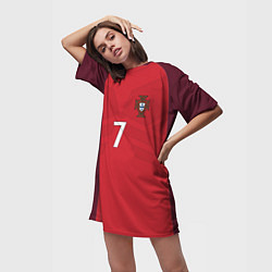 Футболка женская длинная Сборная Португалии: Роналду ЧМ-2018, цвет: 3D-принт — фото 2