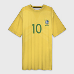 Футболка женская длинная Сборная Бразилии: Неймар ЧМ-2018, цвет: 3D-принт