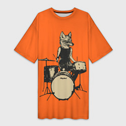 Женская длинная футболка Drums Fox