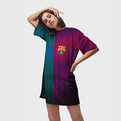 Футболка женская длинная Barcelona FC: Abstract 2018, цвет: 3D-принт — фото 2