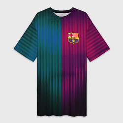 Футболка женская длинная Barcelona FC: Abstract 2018, цвет: 3D-принт