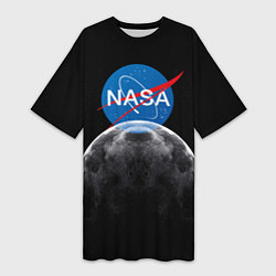 Футболка женская длинная NASA: Moon Rise, цвет: 3D-принт