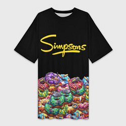 Футболка женская длинная Simpsons Donuts, цвет: 3D-принт