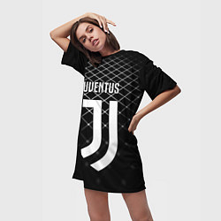 Футболка женская длинная FC Juventus: Black Lines, цвет: 3D-принт — фото 2