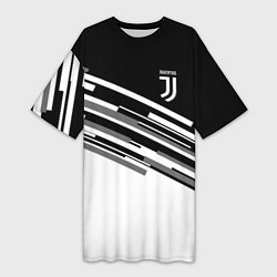 Футболка женская длинная FC Juventus: B&W Line, цвет: 3D-принт