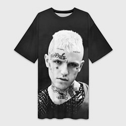 Футболка женская длинная Lil Peep: Black Edition, цвет: 3D-принт