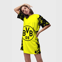 Футболка женская длинная FC Borussia Dortmund: Yellow & Black, цвет: 3D-принт — фото 2