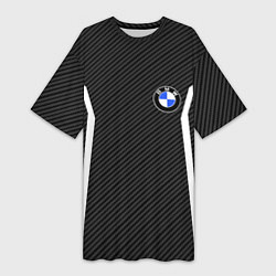 Футболка женская длинная BMW CARBON БМВ КАРБОН, цвет: 3D-принт