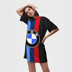 Футболка женская длинная BMW SPORT, цвет: 3D-принт — фото 2