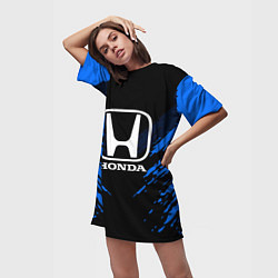 Футболка женская длинная Honda: Blue Anger, цвет: 3D-принт — фото 2