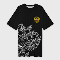 Футболка женская длинная Russia: Black Edition, цвет: 3D-принт